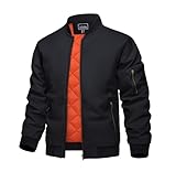 KEFITEVD Herren Bomberjacke Winddichte Steppjacke Winter Casual Sportswear Jacke Schwarze Jacke für Herren Windbreaker Jacken
