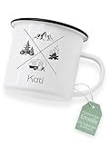 ABENTEUERNAH Tasse Fahrrad, Kaffeetasse Camper, Outdoortasse Angler, Emailletasse Mann, Fahrradgeschenk, Vatertag Geschenk, Becher, Outdoor Flasche personalisiert (Camper)
