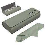 Azwood Brillenetui Hardcase, Premium PU Leder Brillenetui Grün Brillen Etui Damen und Herren Wird mit einem Mikrofasertuch für Sonnenbrille Lesebrille Sportbrille