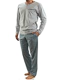 sesto senso Herren Schlafanzug Lang Baumwolle Pyjama Langarm Shirt mit Tasche Pyjamahose Zweiteilig Set Bunt Nachtwäsche XXL Melange