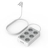 Mehrfachsteckdose mit USB, TESSAN 6 Fach Steckdosenleiste mit USB, Mehrfachstecker Verlängerungskabel 2m Weiß, Steckerleiste 6fach für Büro, Multistecker Power Extension