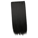 ASAKKURA Langes Gerades Clip Haarteil Für Damen Synthetische Haarverlängerung Einfach Anzubringen Ideal Für Voluminö Frisuren Vielseitig Und Stylisch Perfekte Ergänzung Für