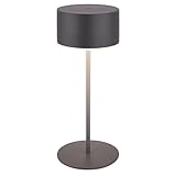 BRILONER - LED Tischlampe kabellos IP44 mit Touch, dimmbar, Lichtkante, Nachttischlampe, Leselampe, LED Lampe, Campinglampe, Tischleuchte, Akkulampe, Outdoor Lampe, 8x18 cm, Anthrazit