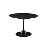 GrandCA HOME Moderner Runder Esstisch Schwarz 110 cm mit Säulenfuß im Tulpendesign, Mid-Century Freizeittisch für Küche, Esszimmer und Wohnzimmer