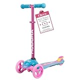 HUDORA Scooter Flitzkids 2.0 I Stabiler Kinderscooter mit großer Trittfläche I Höhenverstellbarer & transportierbarer Mini-Dreirad-Roller für bis zu 50kg I Dreiradscooter aus Aluminium für Kinder