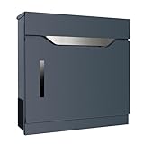 bobodeco Moderner Briefkasten in Anthrazit RAL 7016 - Briefkästen, Postkasten mit Sichtfenster, Wandbriefkasten mit Zeitungsfach, abschließbarer Postbox, Anthrazitgrau