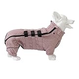 YPDOPORA Warmer Wintermantel Für Kleine Hunde, Kuschelige Rollkragenjacke Für Hunde, Mittelgroß, Winddichter, Wasserdichter, Reflektierender Hundemantel, Pufferjacke Mit Beinen Für Hunde,Rosa,4XL