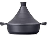 Tajine Topf Induktion 28cm/4,2L – Marokkanischer Tagine Guss-Aluminium – Für alle Herdarten (Induktion, Gas, Ceran) Keramik Antihaft – Kein Rosten, Kein Zerbrechen – Für 4-6 Personen (Schwarz)