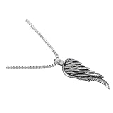 TOPPERFUN Männliche Halskette mit Single Flügel Anhänger Edelstahl Titan Stahl Modische Pullover Kette für Männer Schmuck für Themenpartys und Geschenke