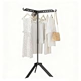 AISIR Standtrockner Wäscheständer Hoch Klappbar mit 3 Flügeln, 360°Drehung Wäschespinne Wäschetrockner Ständer für Balkon,Drinnen, Draußen -Schwarz