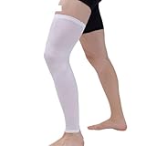 Waden Kompression 1 Stück Kompressions-Beinmanschette, volle Länge, Beinmanschette, Sport-Radsport-Beinmanschetten for Oberschenkel, Knie, Wade, for Männer und Frauen, Fahrrad, Basketball(White,XXL)