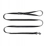 John Dog Joggingleine für Hunde zum Laufen, Joggen, Wandern 3m - Freihandleine mit Ruckdämpfer - Verstellbar Hundeleine Umhängeleine - mit Bauchgurt & Bequeme Griffe - Black