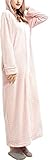 Cuiynice Bademantel für Damen und Herren mit Kapuze, Flanell-Morgenmantel, Nachtwäsche, Pyjama, Reißverschluss, Bademäntel, Nachtwäsche (Rosa M)