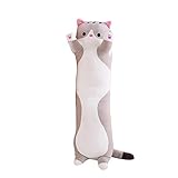 Decdeal Stofftiere Katzen Kissen Kätzchen Süße Plüschtier Hautfreundlich Katze Kuscheltier Seitenschläferkissen Kawaii Plush Deko Wurfkissen
