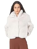 VERO MODA Jacke aus Kunstfell mit hohem koreanischen Kragen, Verschluss mit Druckknopf., cremeweiß, M