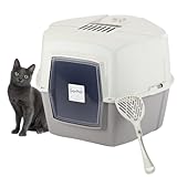 GarPet XXL Jumbo Eck Katzentoilette Katzenklo Ecke mit Deckel Große Ecktoilette Katzen Haubentoilette WC Filter Schaufel