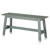 KHG Holzbank Sitzbank Flur Garderobenbank Schuhbank 100x45x29 cm - Gummibaum Holz Massiv bis 200 kg belastbar - Bettbank Landhausstil Salbeigrün lackiert