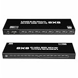 HDMI2.0 HD Digital 8X8 Matrix, 4K/60HZ/1080P144HZ, 8X8 Switcher Splitter RS232 IR Fernbedienung für Monitor PC to TV