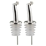 Westmark 2 Spirituosen-/Öl-Ausgießer für Flaschen, mit Kläppchen, mit Luftröhrchen, Metall/rostfreier Edelstahl, Silikonkorken, Inox Gastro, Silber, 46832280