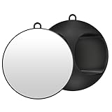 Großer Runder Spiegel Schwarz Friseur Spiegel Professional Handspiegel Schwarz Praktischer Friseur Handspiegel Tragbarer Friseurspiegel zum Halten oder Aufhängen Runder Handfriseurspiegel für Frisör