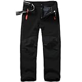 QJDFLL 2026 Kinder Softshell Skihose Gefütterte Cargohose Thermohose Jungen Mädchen Schneehose Winter Outdoorhose Wanderhose(Schwarz,7-8 Jahre)