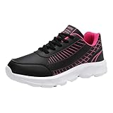 Damen-Sneaker, einfarbig, Netzstoff, atmungsaktiv, runde Zehenpartie, flache Sneaker-Protektoren, hot pink, 6.5 UK 3X-Narrow