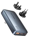 VENTION 65W USB C Ladegerät GaN Netzteil, 3-Port Ultra-Slim Reiseladegerät mit EU/UK/US Steckern, Internationaler Travel Charger kompatibel mit MacBook, iPad, iPhone 16/15/14, Galaxy S25/S24