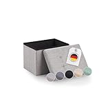 Blumtal Sitzbank mit Stauraum - Truhenbank mit Stauraum 41x31x31 cm - kleine Sitztruhe mit Stauraum - Sitzwürfel - Aufbewahrungsboxen - Sitzbank klein - Polsterhocker - Sitz Hocker - Hocker Hellgrau