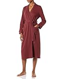 Amazon Essentials Damen Leichter Waffel-Bademantel, Lang (Erhältlich In Übergröße), Sattes Burgunderrot, M