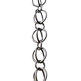 Dekorative Regenkette, 100 cm, schwarzes Aluminium mit doppelten Kreisgliedern für den Außenbereich, Garten und Villa, Wasserspiel