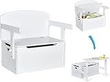 FANTASK 3 in 1 Kindersitzgruppe mit Stauraum & Decke, Kindertisch aus Holz mit Sitzbank in weiß, Spielzeugkiste Activity Table für Kinder ab 3 Jahren