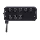 RiToEasysports Bass-Kopfhörerverstärker, über USB Wiederaufladbar, Multi-Effekte, Reverb, Overdrive, Tremolo, Bassgitarren-Kopfhörerverstärker für Gitarre
