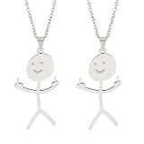 MenYiYDS 2-teilige lustige Graffiti-Halskette, silberne, Smiley-Silber-Halskette, Match-Finger-Gesten-Halskette, Geschenk (Silber)
