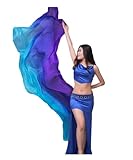 MKLHAVB Bauchtanz Seidenschleier Bauchtanz-Seidenschleier, 200 cm, 250 cm, 270 cm, handgeflochtener Schal, Schal, Gelb, Orange, Rosa, Lila, Farbverlauf. für Halloween Karneval Auftritte, 270cmX114cm