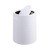Relaxdays Kosmetikeimer, 6 Liter, mit Schwingdeckel, Inneneimer, matter Kunststoff, runder Badezimmer Mülleimer, weiß