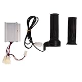 Topyond Gashebel für Elektroroller, Controller-Gasgriff-Set, Gehäuse aus gebürsteter Aluminiumlegierung, Controller-Gummi, langer Drahtgriff für Roller, 12 V, 250 W