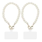 QUARKZMAN 2 Stück Handy Armband 12 Zoll Handy Perlenkette Mit Tether Tabs Und Goldverschluss Perlenketten Handylanyard Für Smartphones