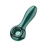 YoungRich Glaspfeife mit 7 Kickloch Dickes Kleines Glas Spoon Pfeife Hitzebeständig Geruchlos Taschenform Klobig Schöne Glanz Geschenk für Vater Mann und Sammler Lake Green