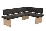Hela Tische, Eckbank, Sitzbank Linn, Webstoff Braun, Holzgestell Artisan Eiche, li-re montierbar, Belastbakeit ca. 300kg, Maß 200x140x83cm
