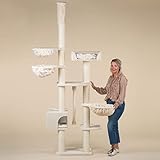 kratzbaum Grosse Katzen stabil XXL Catdream de Luxe Beige katzenkratzbaum für Maine Coon große katzenbaum Deckenhoch deckenspanner schwere Katze kletterbaum kratzmöbel Dicker stamm
