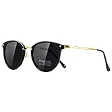 Cleoxyge Polarisierte Sonnenbrille Damen-Herren,Vintage Elegant Metallrahmen UV400-Schutz Outdoor Für Angeln Fahren Reisebrille Mode Sonnenbrille (Polarisierte Schwarz Lens)