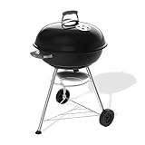 Weber Compact Kettle Holzkohlegrill (2026 Version) / Dreibein-Ständer und Räder, Hitzebeständiges, rostfreies Design, Verchromter dreilagiger Rost, 57 cm, Schwarz