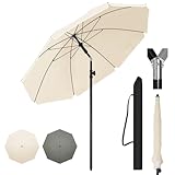 WOLTU Sonnenschirm φ 155 cm, Balkonschirm Strandschirm UV-beständig wasserdicht, höhenverstellbar, 45° knickbar, Sonnenschutz Balkon Terrasse Strand Garten, rund, Beige