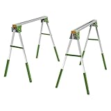 Arbeitsbock höhenverstellbar, Klappbock 2er Set,Gerüstbock Stützbock Sägehilfe Unterstellbock Belastbar bis 1200KG, Montagebock mit Anti-Rutsch-Auflage (Grün)