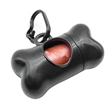 Kotbeutelspender – Knochenförmiger Hundekotbeutelhalter – Kunststoff-Müllbeutelspender inklusive 1 Rolle (15 Beutel) – große, umweltfreundliche, auslaufsichere Haustierkotbeutel (schwarz)