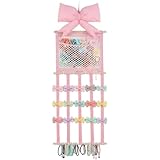 laxreheye Haarschleifen Aufbewahrung | Rosa Netzbeutel Mit Haken - Aufbewahrungsorganizer Für Haaraccessoires,Für Frauen Teenager Mädchen Tür Schrank Schlafzimmer Wohnzimmer Heimdekor Wohnung
