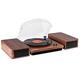Fenton RP168W Bluetooth Plattenspieler mit Lautsprechern Stereo 60 Watt - Neu Edition 2022 - Endabschaltung, 33, 45, 78 U.Min, Staubschutzkappe, Schallplattenspieler Retro, Braun Holz