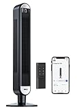 Dreo 25dB Smart Leiser Turmventilator mit Kühlung, 106cm WiFi Alexa Tower Fan, 90° oszillierender Ventilator, Fernbedienung 9-Geschwindigkeit 4 Modi 12 Std Timer Sprachsteuerung, Schwarz