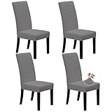 Easy-Going Parsons Stuhlhussen für Esszimmerstühle, dehnbar, für Esszimmer, Zeremonie, Bankett, Hellgrau, 4 Stück