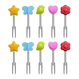 YZROHYI 10 Stück Obstgabeln Aus Edelstahl,Kleine Gabeln Kinder,Kuchengabeln,Party Gabeln Klein Bunt,Dessertgabeln,Cocktailgabel,Tafelgabeln,Food Picks,Lebensmittel-Picker,Salatgabeln für Zuhause